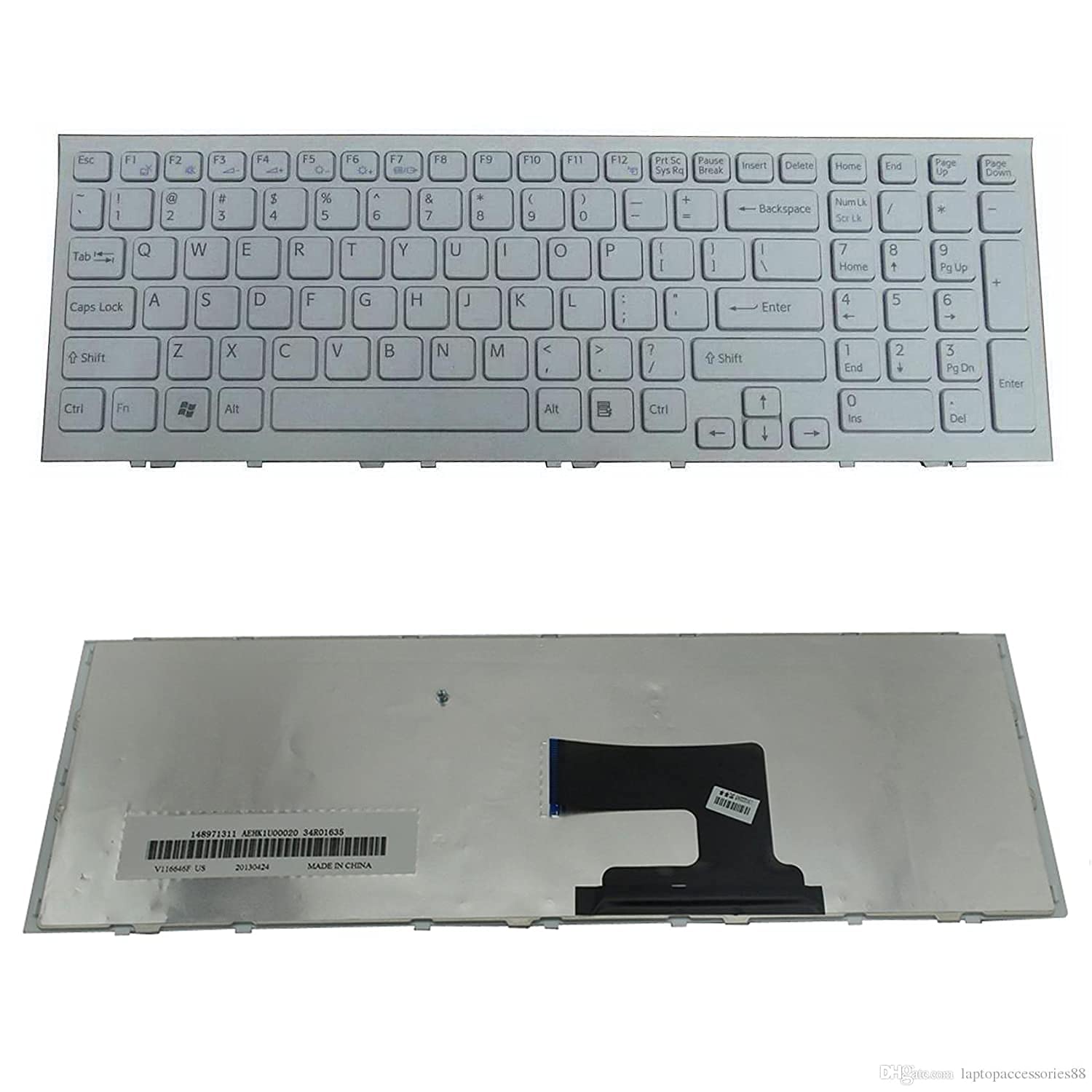 WISTAR Laptop Keyboard Compatible with Sony Vaio VPC-EH VPCEH Series Part No. 148915721, AENE7U00020, 148971311, AEHK1U00120, V116646A, 1-489-708-11, 148970811, 9Z.N5CSQ.201, AEHK1U00110